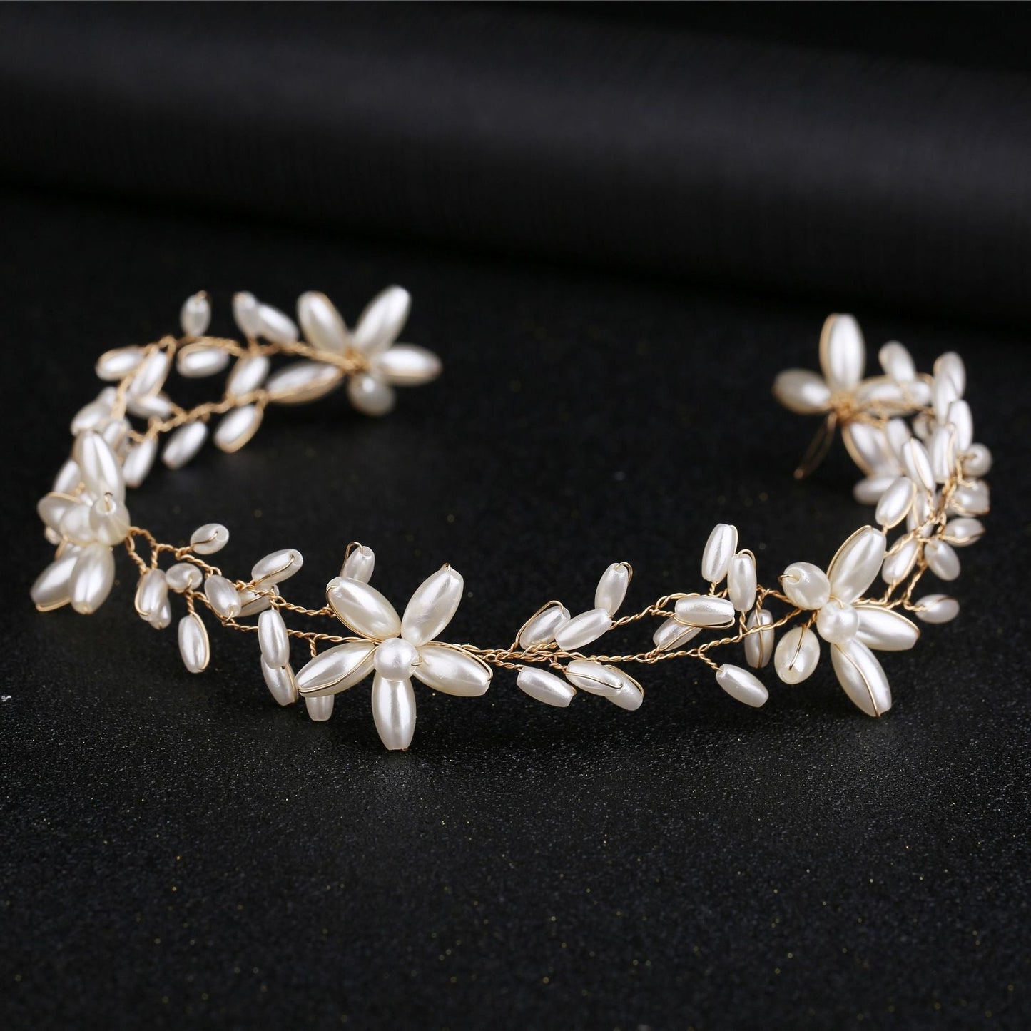 Handmade pearl twisted bead headwear wedding dress bride's hair accessories - Korvel