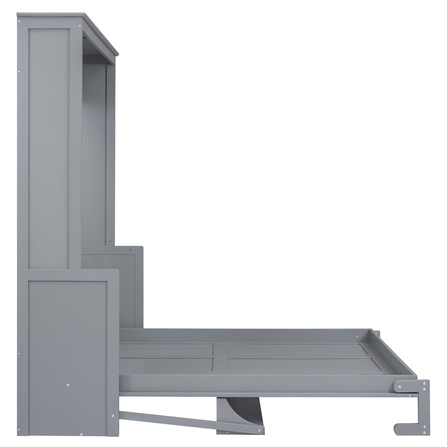 Queen Size Murphy Bed with a Shelf, Gray - Korvel