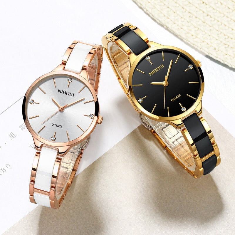 NIBOSI Luxury Ceramic Bracelet Watches Ladies Creative Quartz Watch For Women Female Clock Relogio Feminino Montre Femme 2330 - Korvel