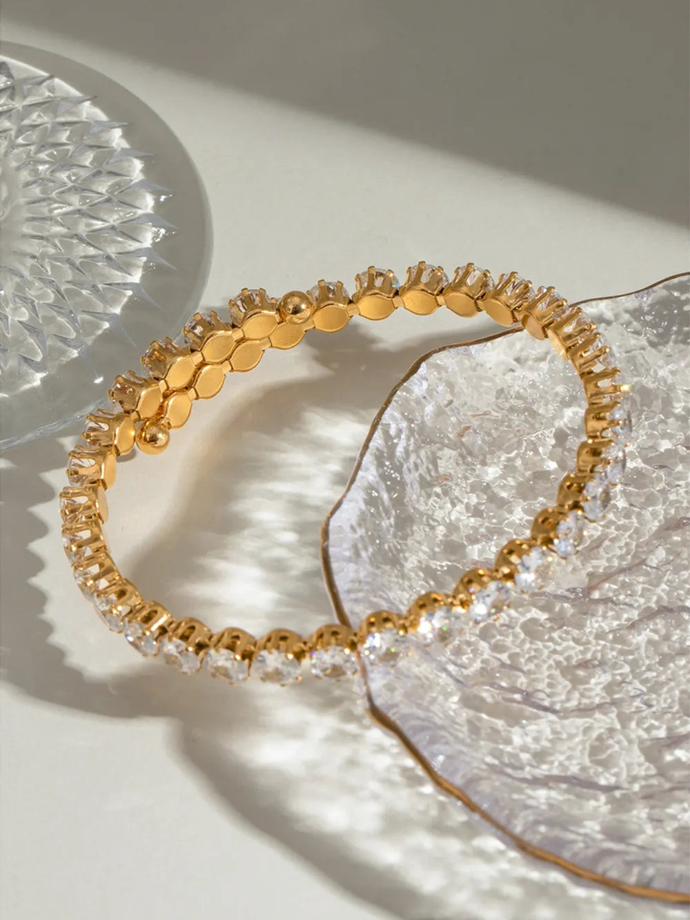Stainless Steel Inlaid Zircon Bracelet - Korvel