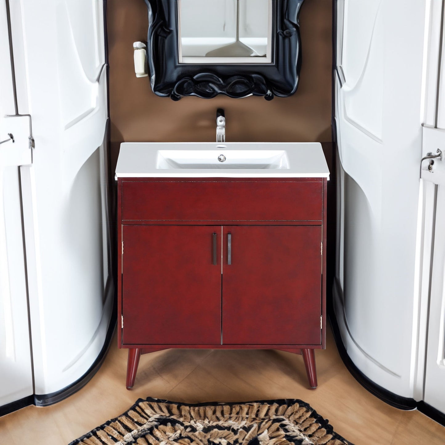 Ensemble de meuble de salle de bain élégant avec lavabo et rangement