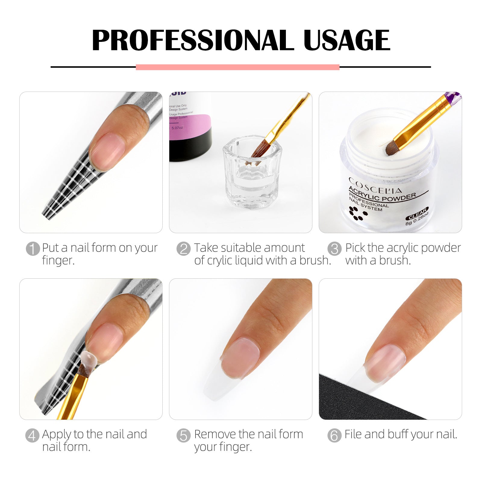 COSCELIA Crystal Powder Nail Extension Nail Tool Set DIY Nail Extension Crystal Powder 150ml Crystal Liquid - Korvel