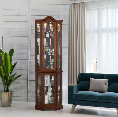 Elegant Corner Curio Cabinet with Adjustable Glass Shelves