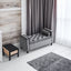 Storage Bench, 44.5-Inch Queen Velvet Button Bedside Bench, Entryway Living Room with Armrests, Nailhead Trim Gray - Korvel