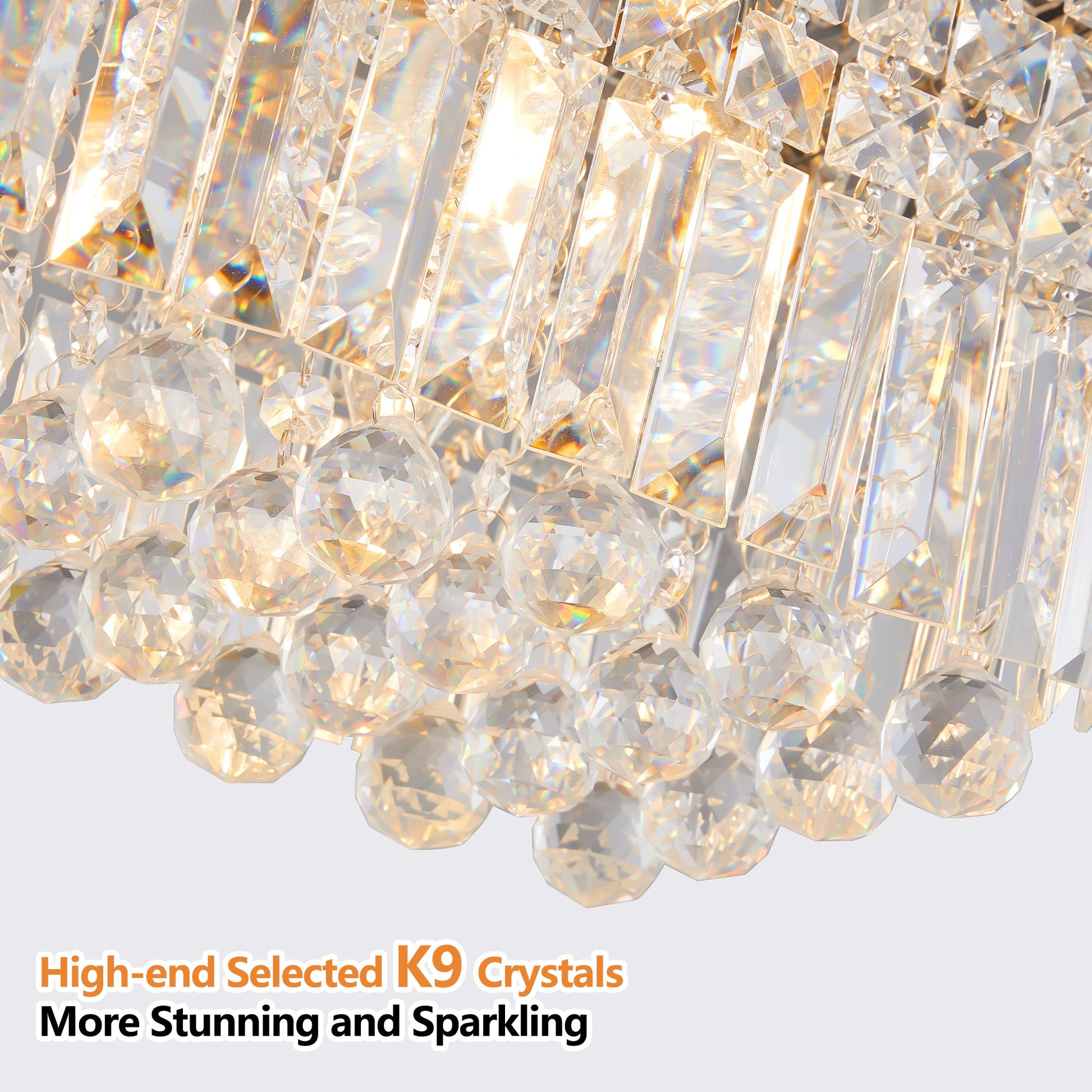 Modern Crystal Chandelier for Dining Room 8-Light White Rectangle Raindrop L39.4'' x W9.8'' x H8.7'(Bulb Not Included) - Korvel