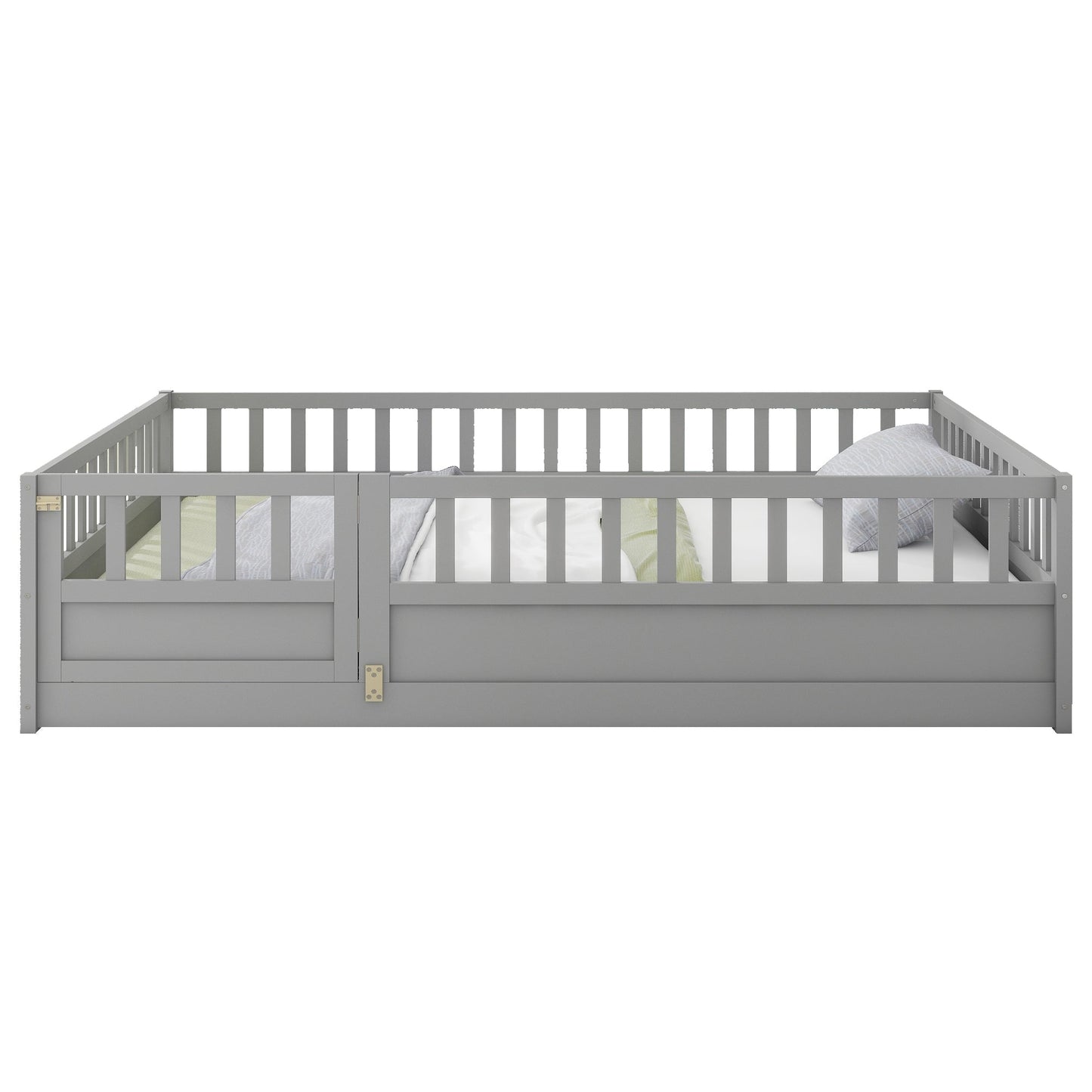 Full size floor bed, children's floor bed frame, Montessori wood floor bed, support Flat noodles gray - Korvel