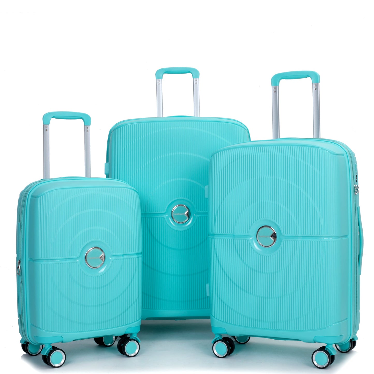 Expandable Hardshell Suitcase Double Spinner Wheels PP Luggage Sets Lightweight Durable 3-Piece Set (20/24/28) , Lake Blue - Korvel