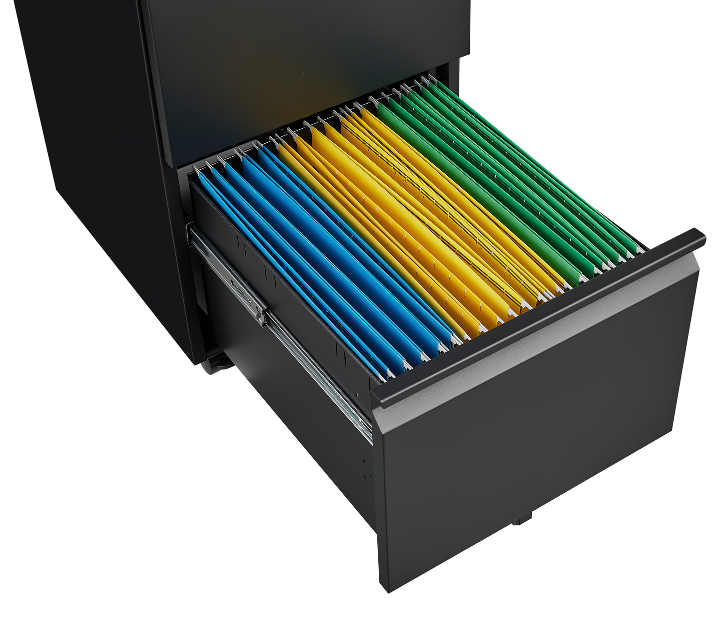 Metal 2 drawer mobile file cabinet with lock, 25.6-inch high legal/letter size file storage cabinet  black - Korvel