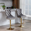 Thick gold rotating velvet bar stool with adjustable seat height of 25-33 inches and backrest (gray, set of 2 pieces) - Korvel