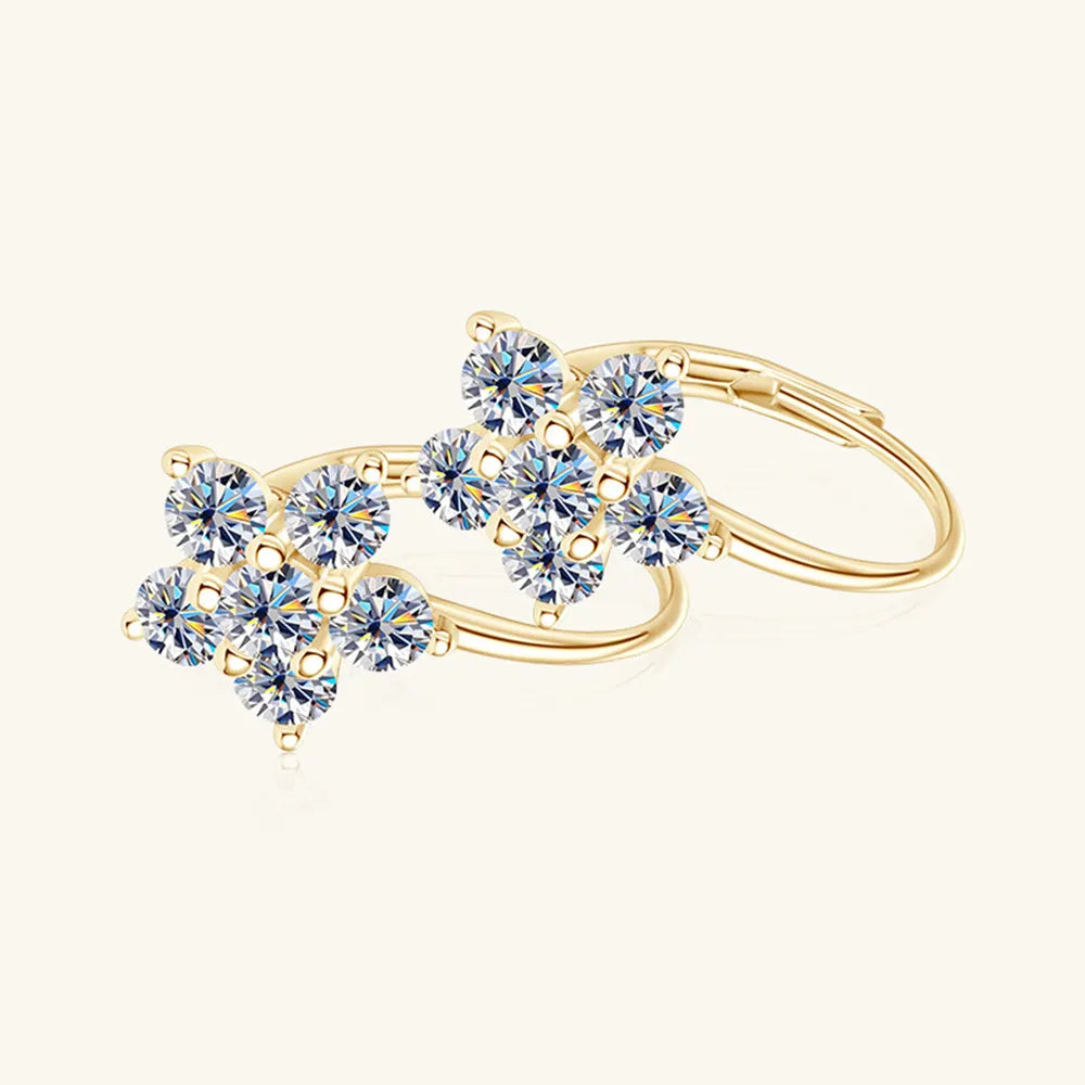1.2 Carat 925 Sterling Silver Moissanite Flower Huggie Earrings - Korvel