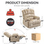 Large Manual Recliner Chair in Beige Fabric