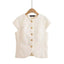 Fashionable Casual Round Neck Versatile Vest with Front Button Closure for Women - Korvel