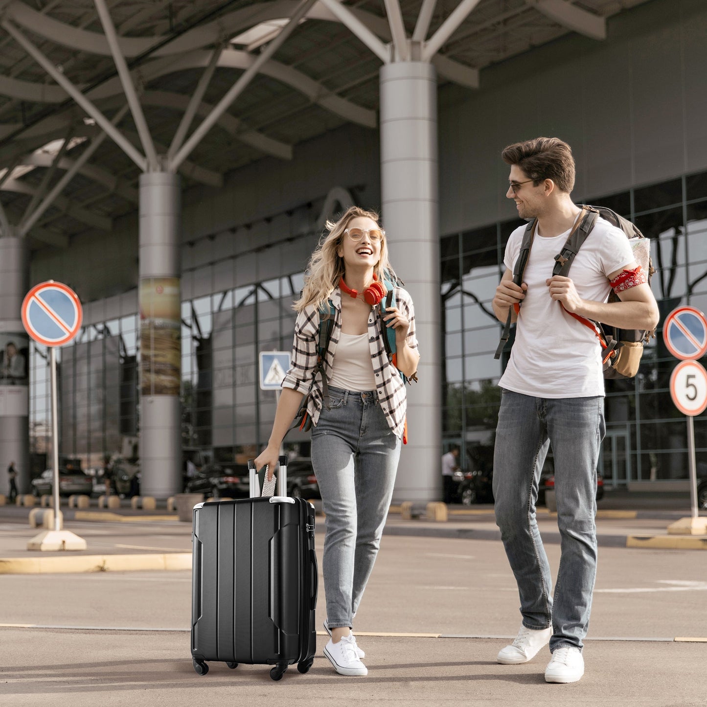 Maleta Spinner Dura Premium de 20'' con Cerradura TSA - Negra