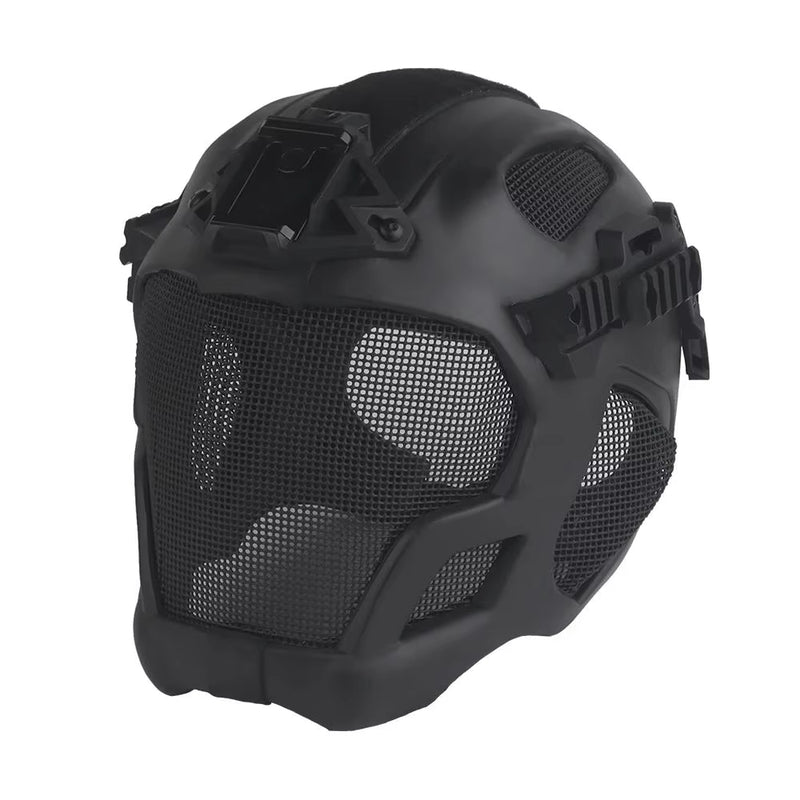 Lightweight EVA tactical helmet for hunting, airsoft, etc. Steel mesh mask included, good for cosplay. - Korvel