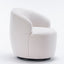 Teddy Fabric Swivel Accent Armchair Barrel Chair With Black Powder Coating Metal Ring Ivory White - Korvel