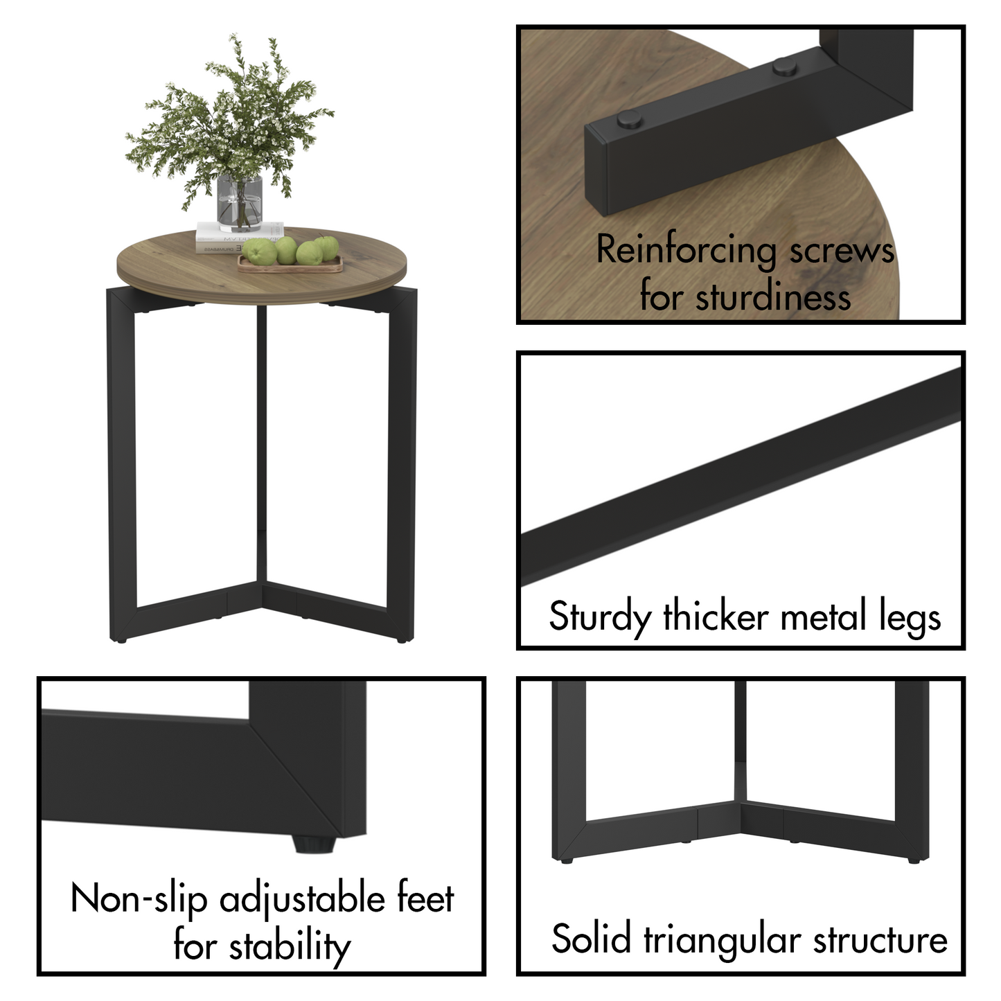 19.68''H Round Accent End Table with Sturdy Metal Frame