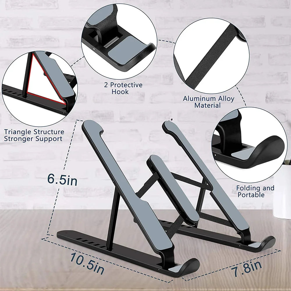 Universal Laptop Stand Adjustable Notebook Holder for Macbook Non-slip Foldable Cooling Base Bracket for Laptop/Tablet/phone - Korvel