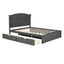 Wood Queen Size Platform Bed with Twin Size Trundle and 2 Drawers  Antique Gray - Korvel