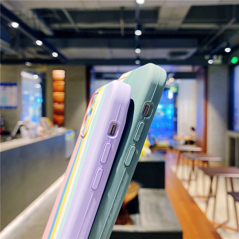 Premium Silicone Mobile Phone Cover with Rainbow Lanyard for Apple 13 Pro