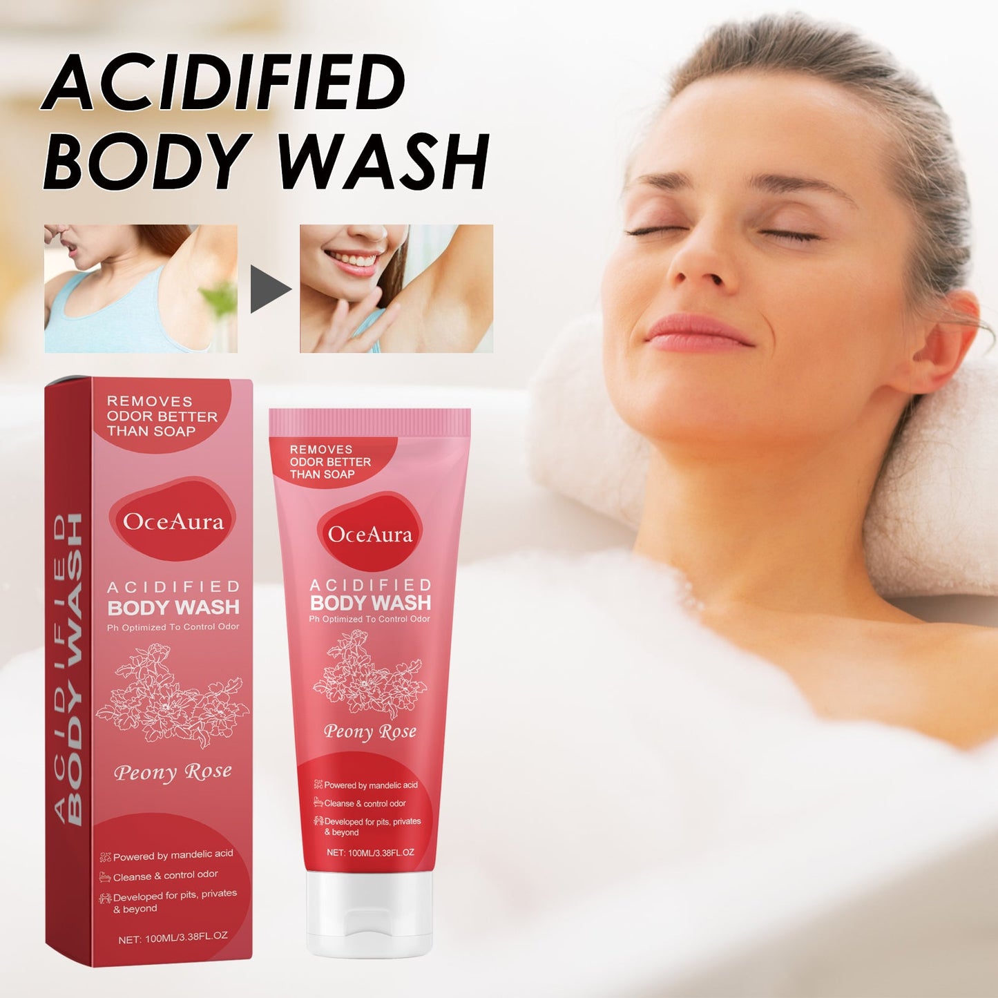 Gel Douche Acidifié à l'Huile de Rose et Acide Mandélique