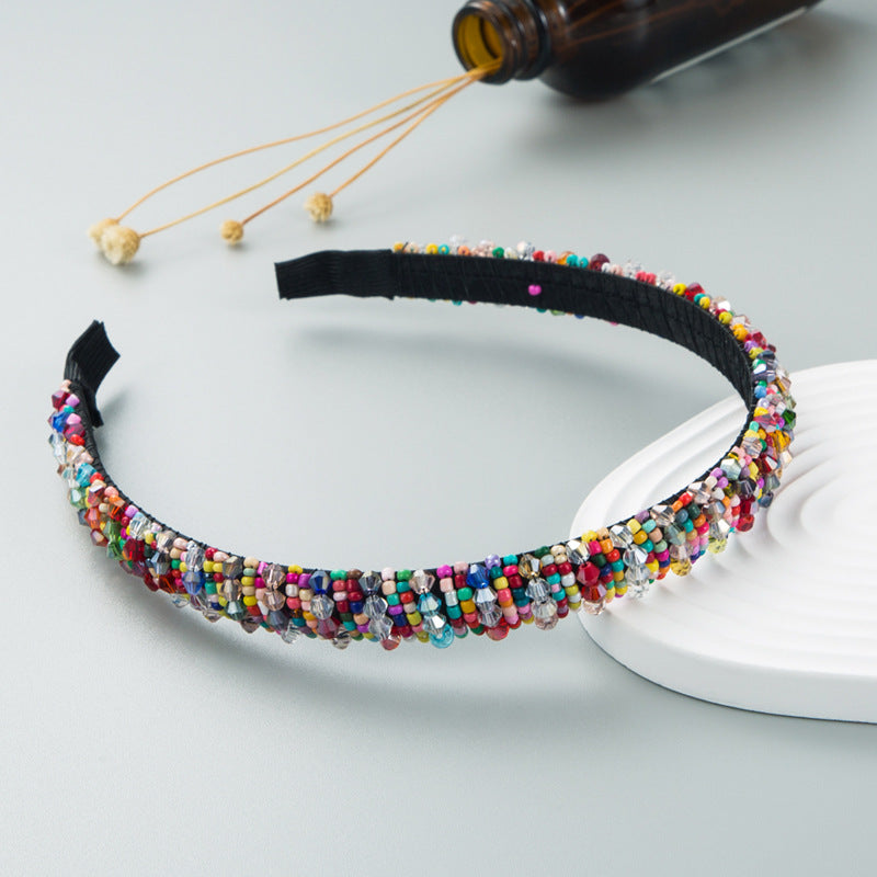 Hair Hoop Hand-woven Beaded Headband Female Baroque Sponge Hair Bundle Korean Face Wash Hair Accessories - Korvel