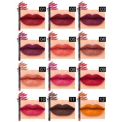 Pudaier twelve-color lip liner foreign trade waterproof non-fading matte velvet lipstick pen - Korvel