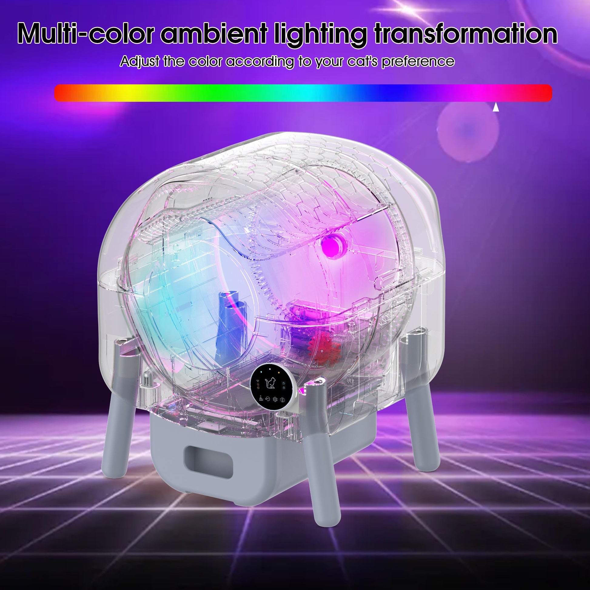 Automatic Smart Cat Litter Box, Large Capacity Self-Cleaning Litter Box with Infrared/Gravity/Ambient Light Function(Model B) - Korvel