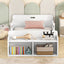 Twin Size Floor Bed with Storage Footboard and Guardrail, White - Korvel