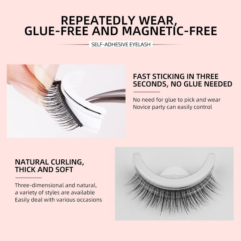 Self-Adhesive False Eyelashes - Natural Look, Three Pairs