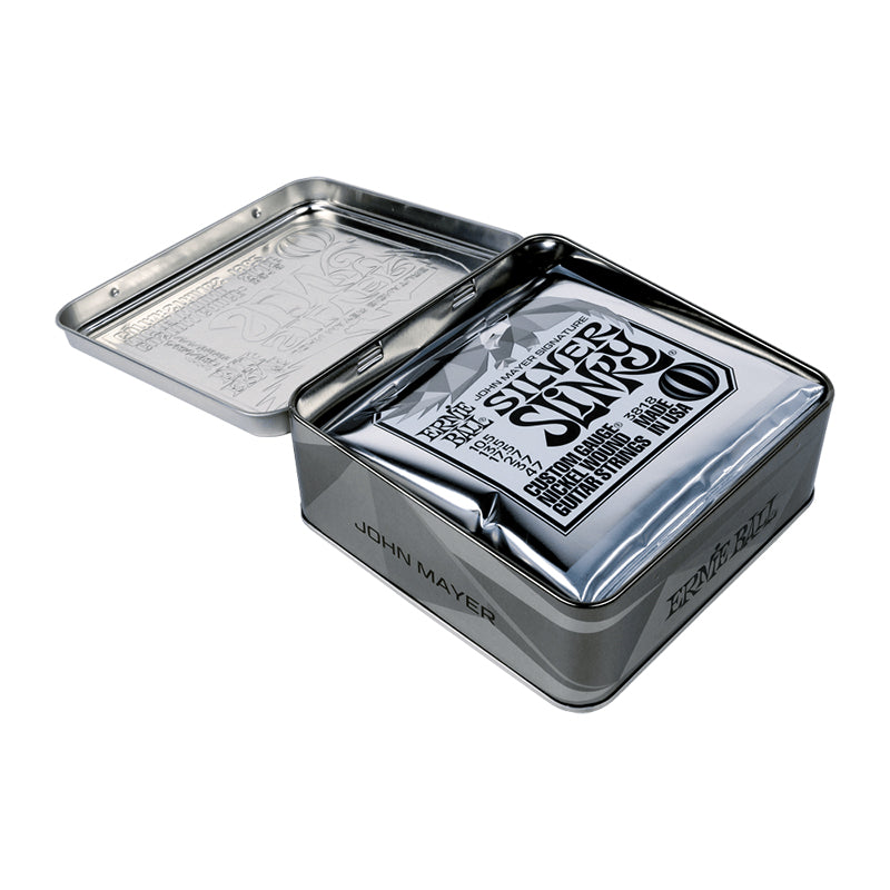 Ernie Ball John Mayer Silver Slinky Nickel Wound Electric Guitar Strings 3-Pack Tin - 10.5-47 Gauge - Korvel
