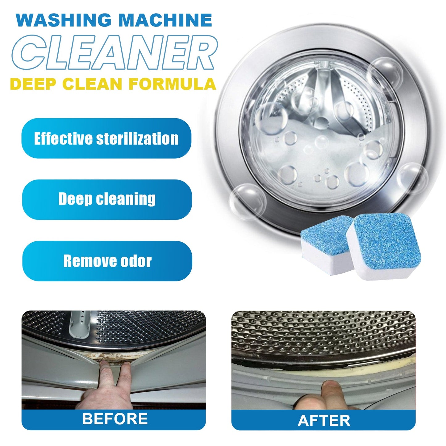 Washing Machine Deep Cleaning Tablets, Drum Type Laundry Tank Dirt Cleaning Smell Cleaning Sheet - Korvel