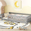 Twin Size Bed Floor Bed with Safety Guardrails and Door for Kids, Gray - Korvel
