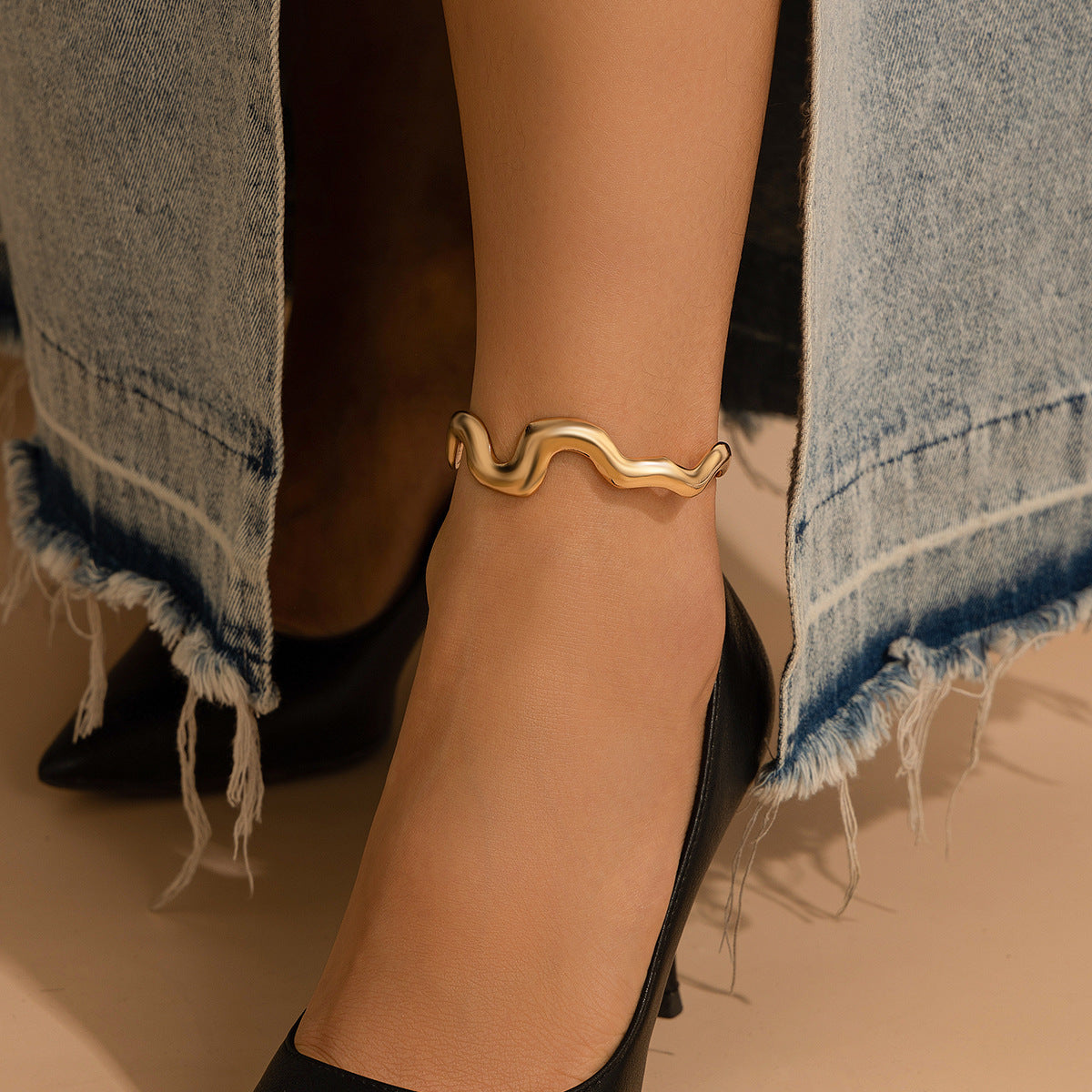 Bracelet de cheville en métal liquide lava à la mode