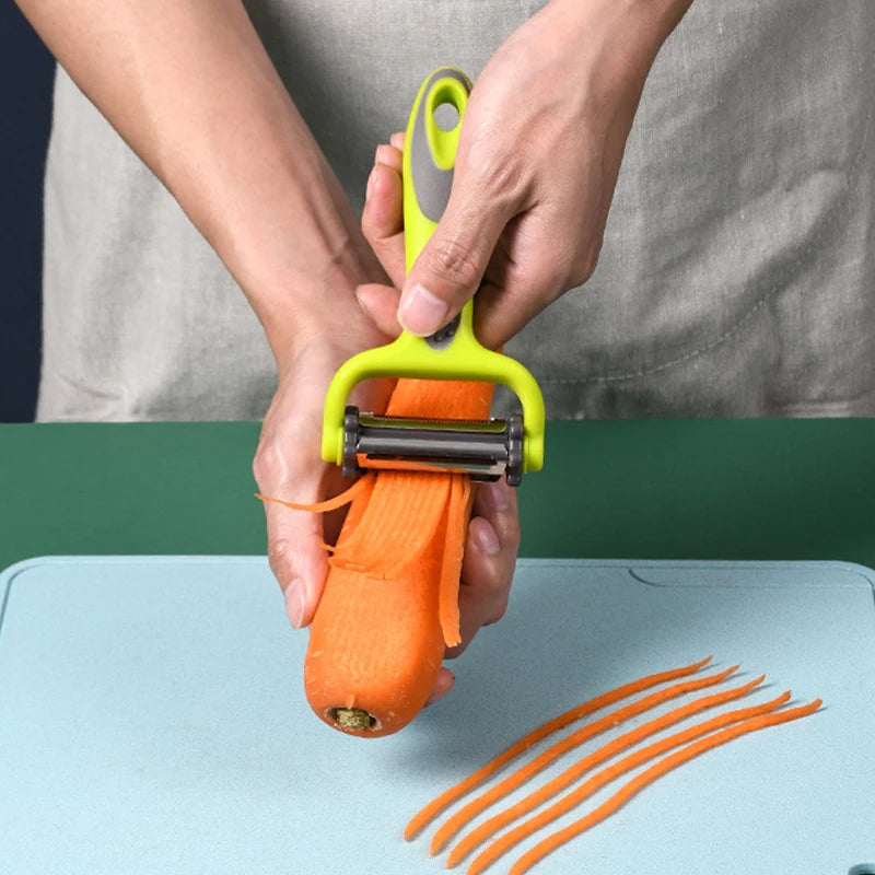 3 In 1 Rotary Peeler Fruit Vegetables Cabbage Graters Salad Carrot Potato Slicer Kitchen Multifunction Grater Julienne Peeler - Korvel