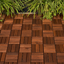 Acacia interlocking deck tile grid pattern, 10 pieces of 12 inch x 12 inch square brown Acacia hardwood outdoor flooring - Korvel