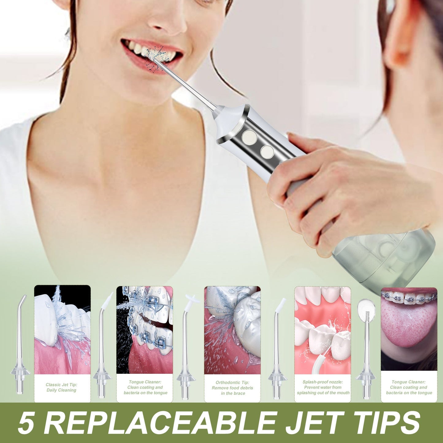 3-Speed Tooth Rinser Electric Oral Tooth Cleaning Device Water Floss Household Portable Tooth Cleaner Tooth Cleaning Device - Korvel