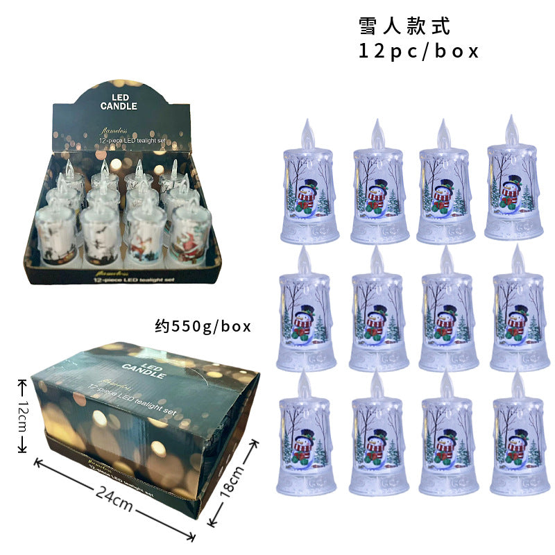 Christmas led electronic candle light Christmas snowman elk decoration luminous night light atmosphere light ornaments - Korvel