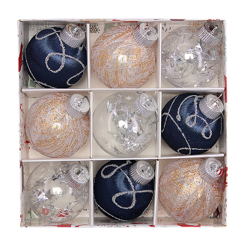 Ornements de Noël Élégants - Ensemble de 9 pièces, 8 cm
