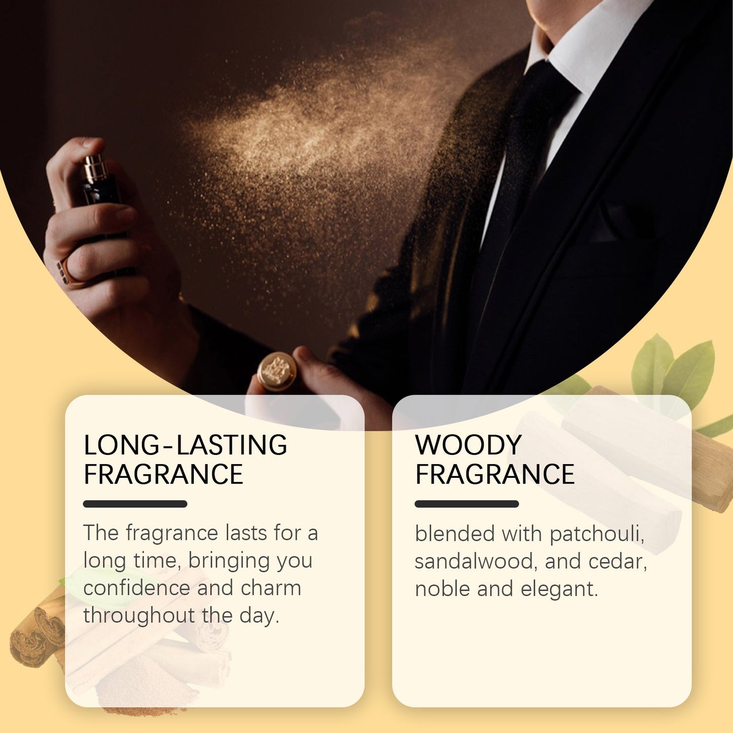 Perfume de fragancia de madera de larga duración para hombres