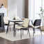 2-piece retro linen chair set with curved wooden backrest, cushioned seat, adjustable metal legs, (Beige PU) - Korvel