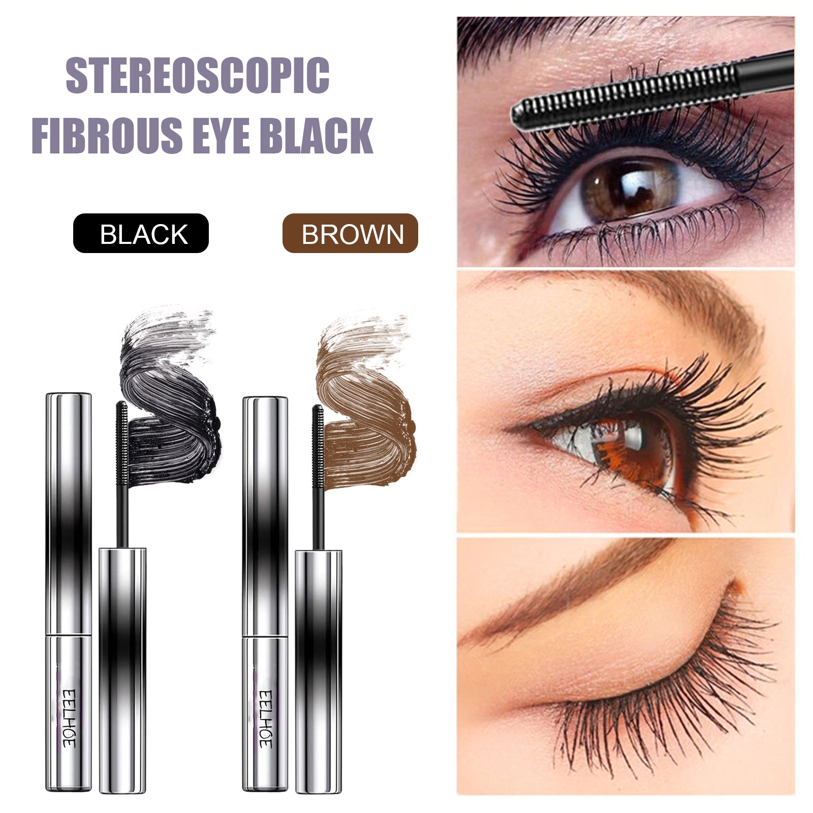 Curl Your Mascara, Eyelashes Black Beautiful Natural Thick Sweat-Proof, Not Smudgy, Not Makeup Off Slim Long - Korvel