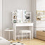 Makeup Vanity Desk With LED Lighted Mirror ,Dressing Table Set With 2 Large Drawers 10 LED Light ,White Color - Korvel