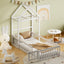 Wooden Twin Size Children's Bed with Detachable Headboard and Integrated Clothes Drying Rack, White - Korvel