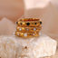 18K Gold Plated Green Zircon Pearl Rings For Women Waterproof Hypoallergenic Dainty Gold Ring Stainless Steel Jewelry - Korvel