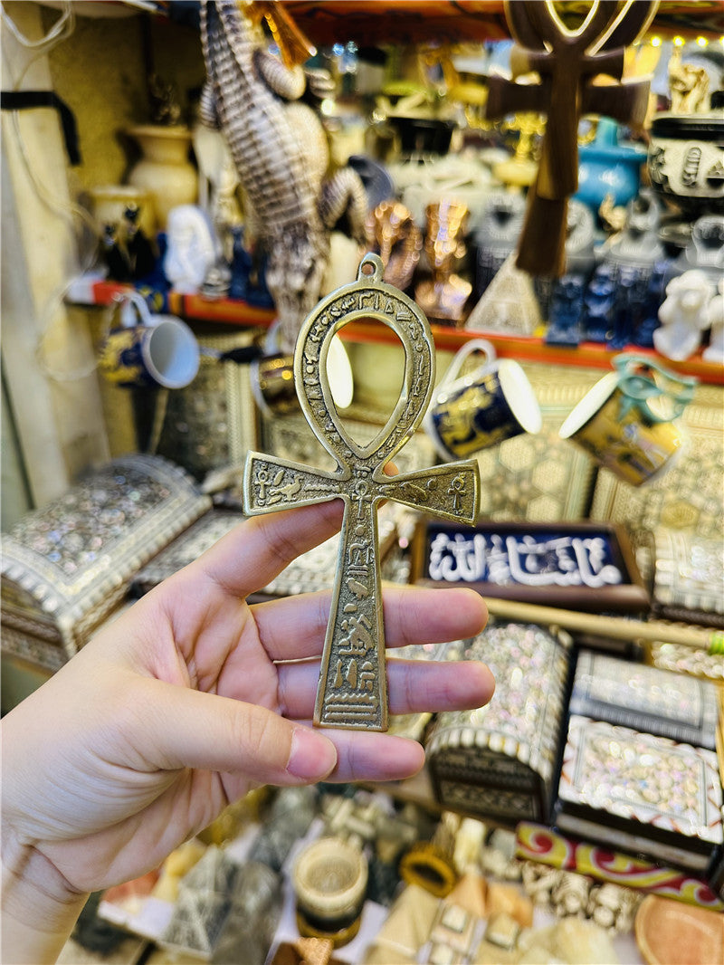 Egyptian copper life key ornament brass Anka life key life talisman hand hammered - Korvel
