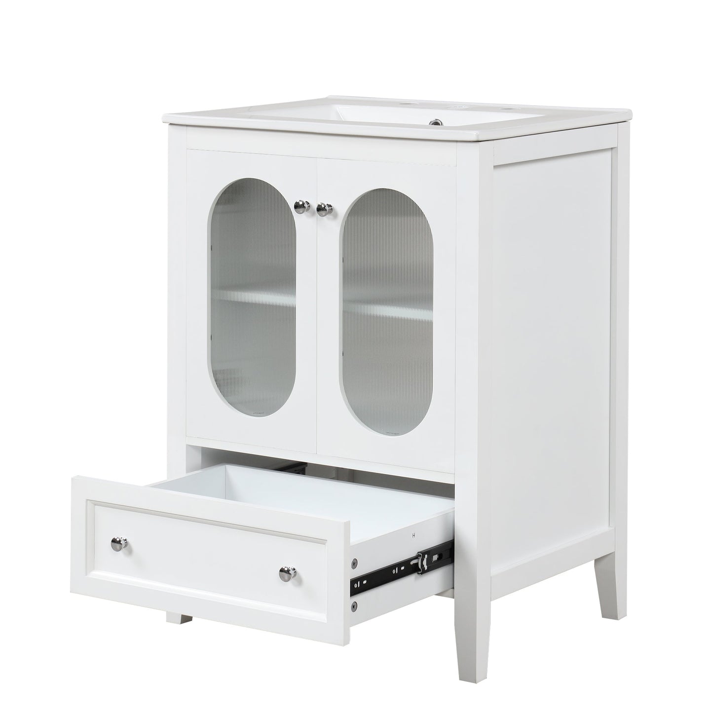 Meuble de salle de bain blanc de 24" avec lavabo et rangement