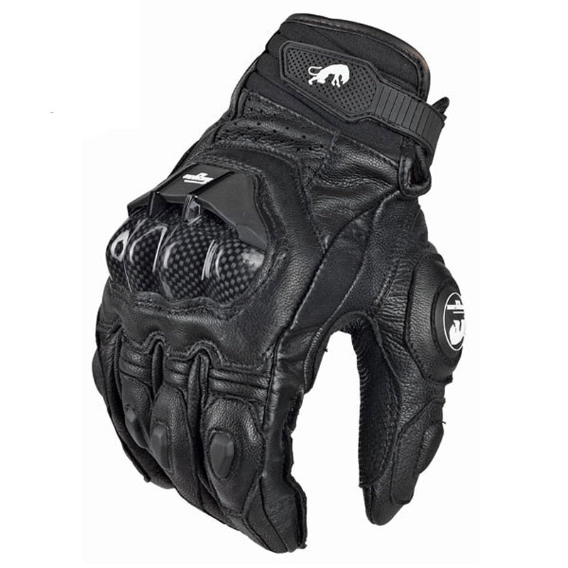 Motorcycle Gloves black Racing Genuine Leather Motorbike white Road Racing Team Glove men summer winter - Korvel