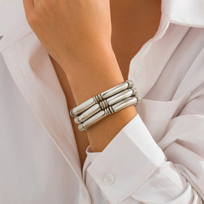 Fashionable Irregular CCB Bent Tube Bracelet Set