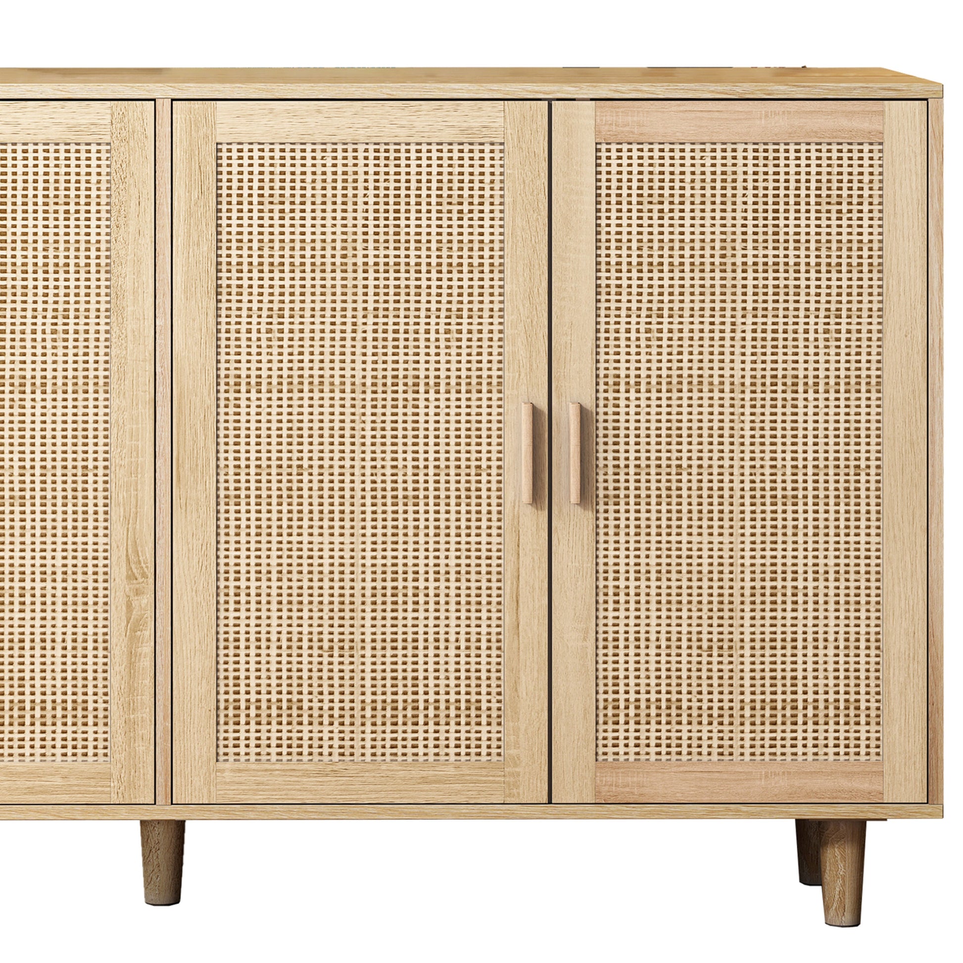 62.20"Elegant and Functional 4-Door Rattan Decorative Storage Cabinet,for Bedroom,Living Room,Office,Easy Assembl - Korvel