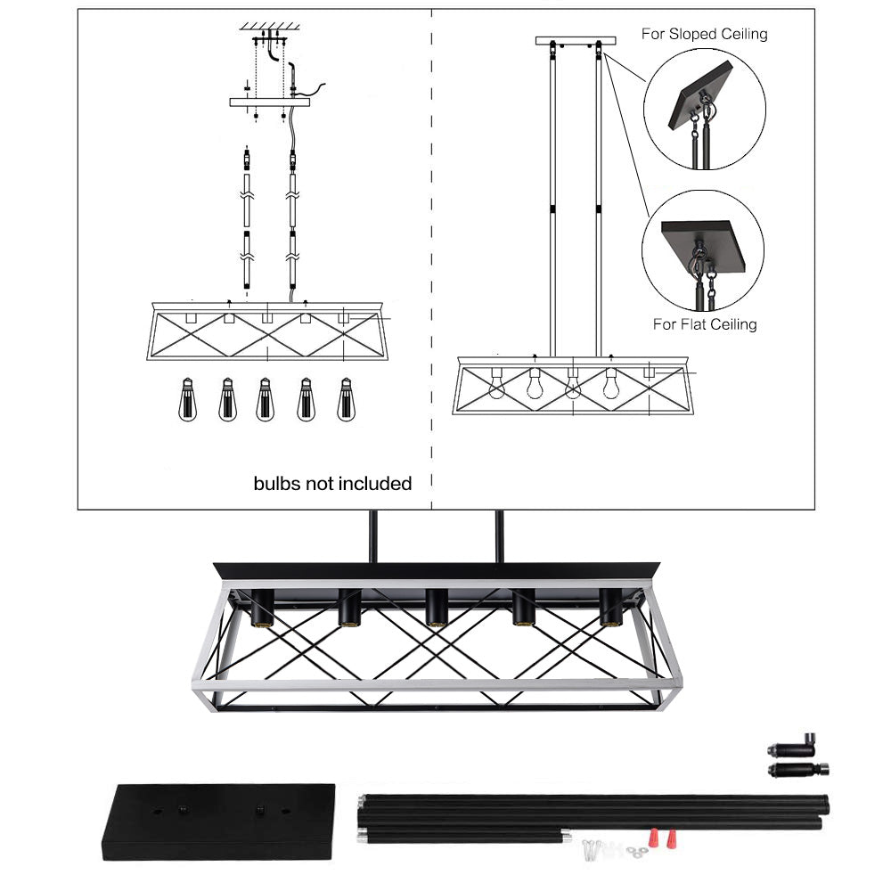 5-Light Farmhouse Chandeliers For Dining Room (No Bulbs) - Korvel